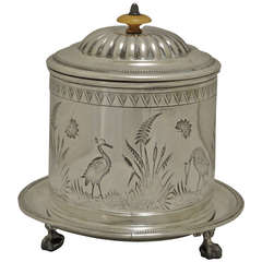 Antique English Silver Plated Biscuit Barrel