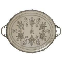 Large Silver Plated Engraved Serving Tray