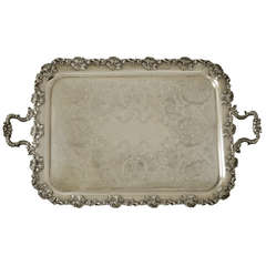 Engraved English Rectangular Silver Plated Tray