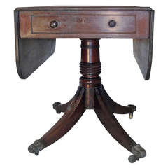 English Mahogany Pedestal Pembroke Table Circa 1835