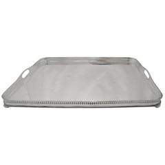 Very Large English, Silver Plated Rectangular Gallery Tray