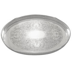 Vintage Sheffield Plated Oval Gallery Tray