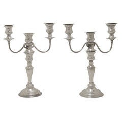 Pair of Georgian Style, Two Branch Silverplated Candelabra