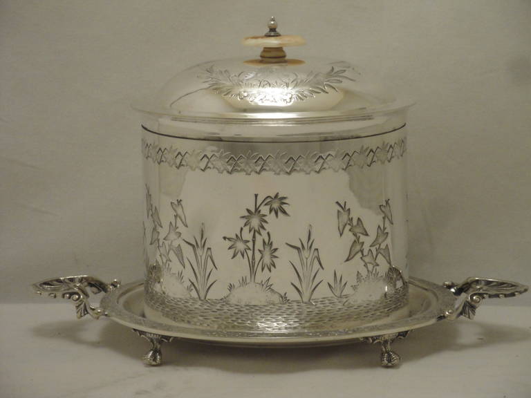 English Silver Plated Oval Biscuit Barrel