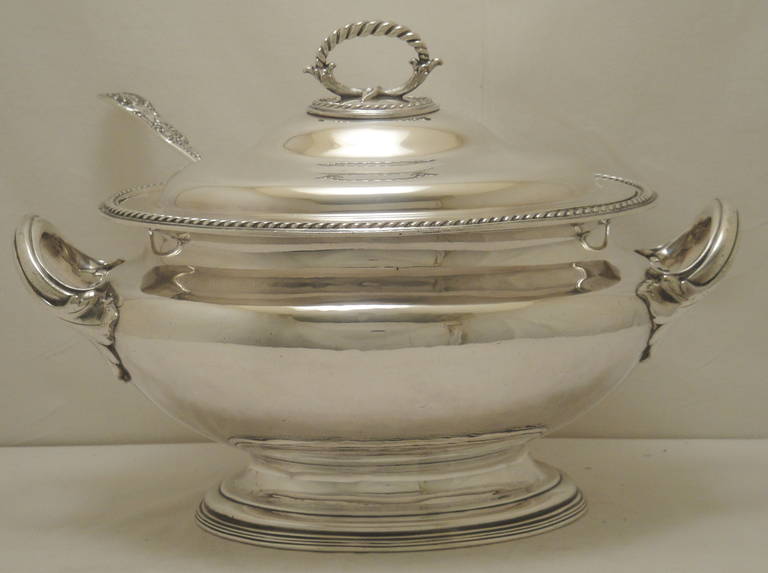 Large heavy Silver Plated Soup Tureen
Made By Elkington Mason & Co.
Circa 1860 registration number  7476
A Statement Piece
Very Good Condition
Elkington & Co. was a silver manufacturer from Birmingham, England.

It was founded by George