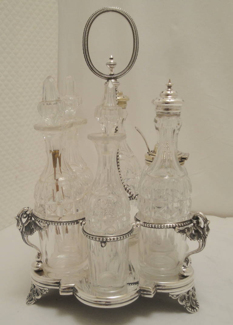 Victorian English Silver Plated Six Bottle Cruet Set 5