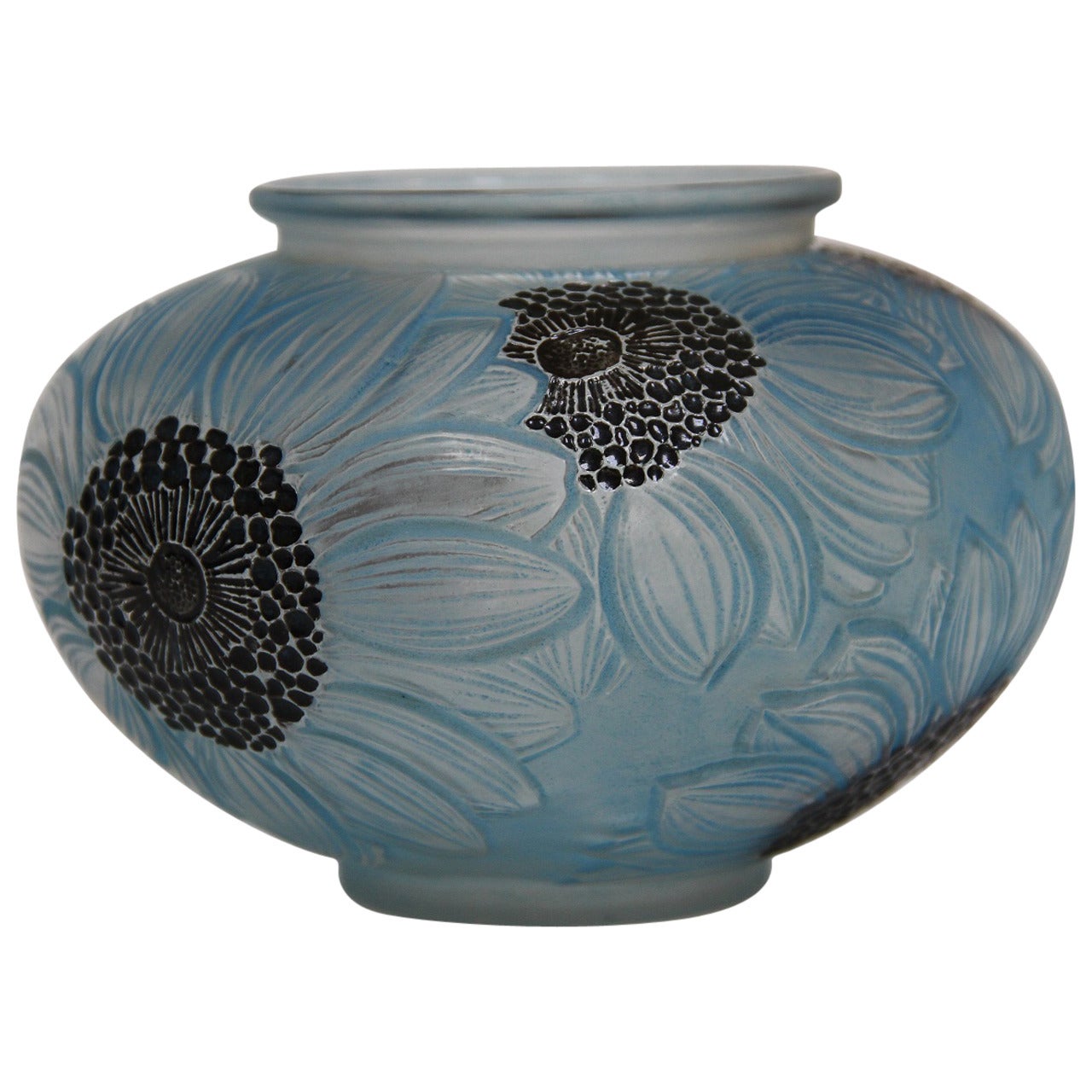 Rene Lalique "Dahlias" Glass Vase For Sale