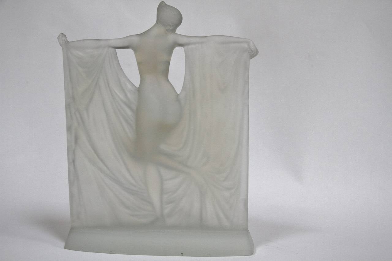 Art Nouveau Rene Lalique Glass Statuette Suzanne Figure For Sale