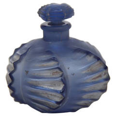 Rene Lalique Glass Flacon Camille Perfume Bottle Navy Blue