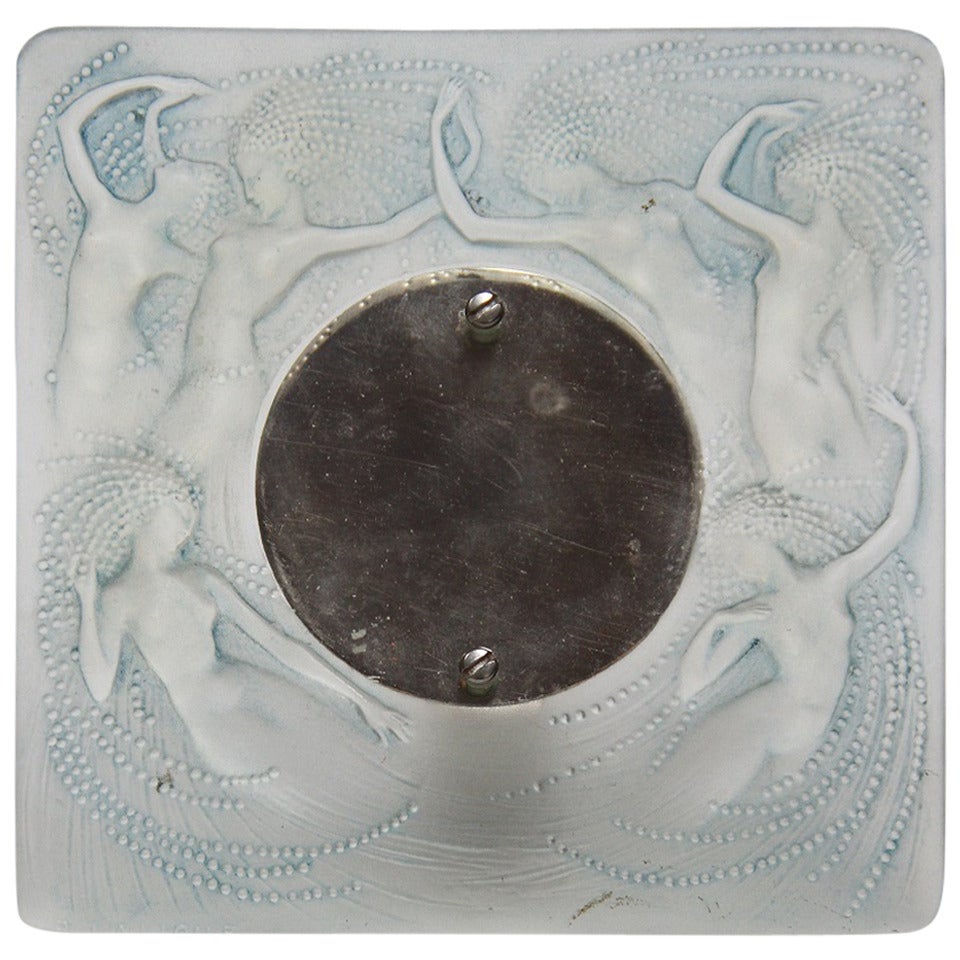 René Lalique Glass "Naiades" Frosted Blue Picture Frame For Sale