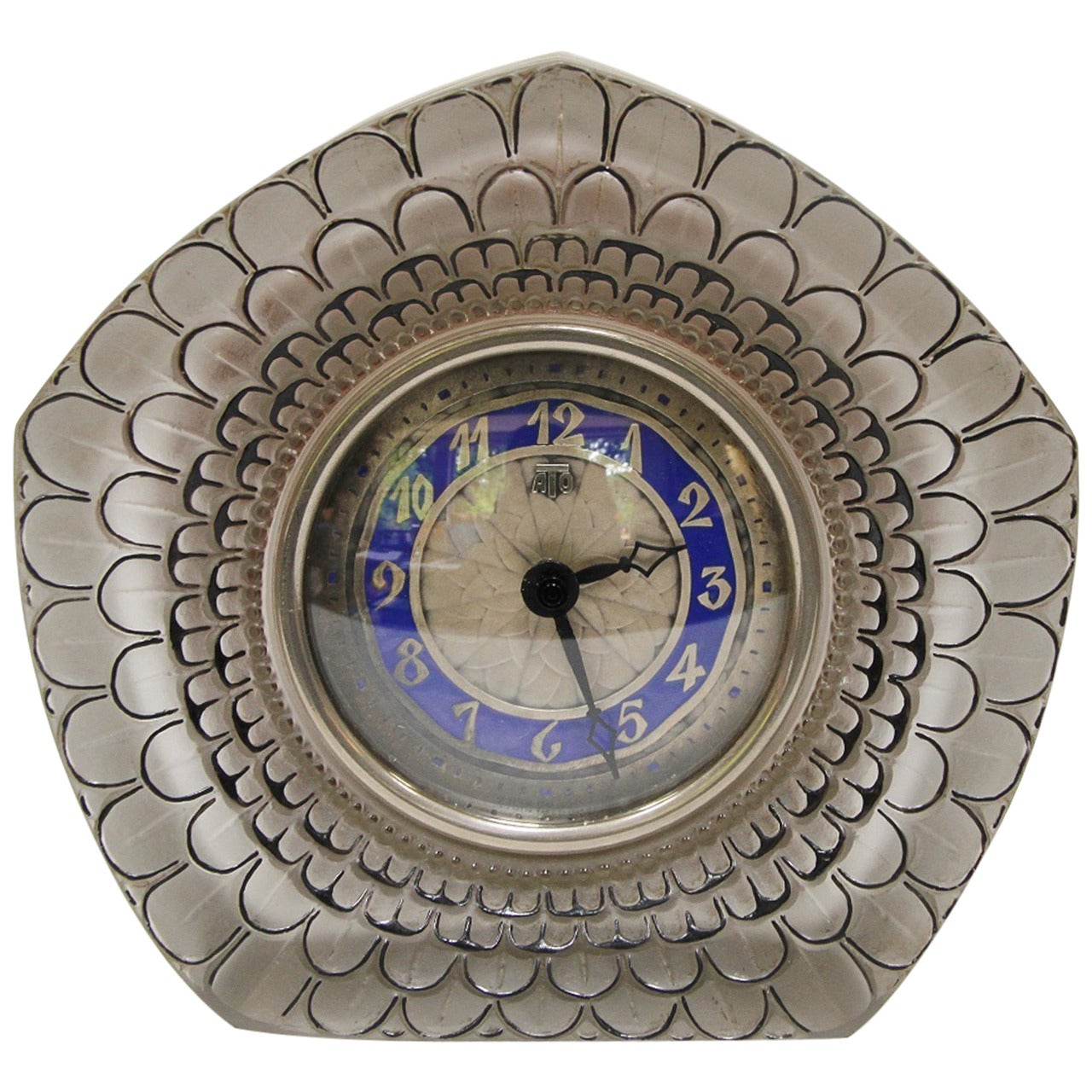 Rene Lalique "Dahlia" Glass Working Clock For Sale
