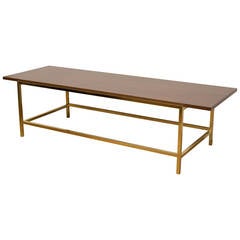 Brass and Walnut Cocktail Table 5