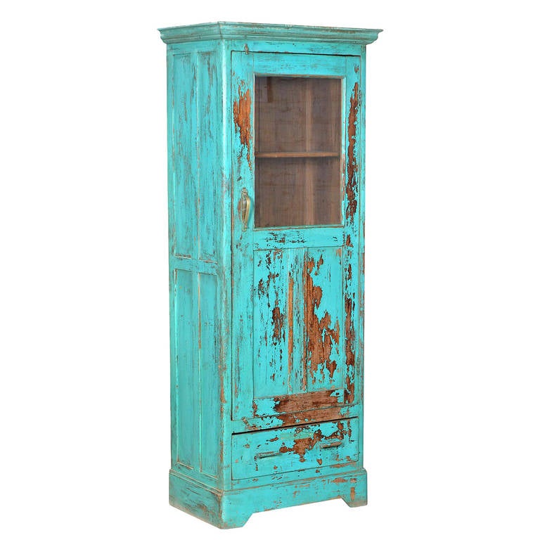 Burmese Teak Cabinet Bookcase For Sale