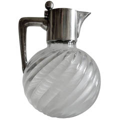 A German silver and glass wine or water carafe
