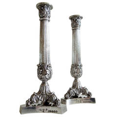 Pair of the French King Louis-Philippe's Silver Plated Candlesticks