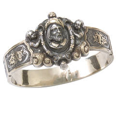 Antique French Silver and Vermeil Bracelet in the Troubadour Style by Charles Pinard