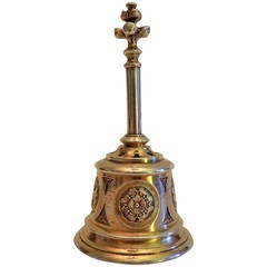 Antique Silver Gilt Table Bell with Gothic Revival decoration by Trioullier