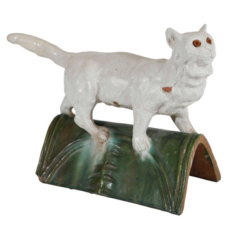 19th c. French Ceramic Cat Roof Tile at 1stDibs roof in french
