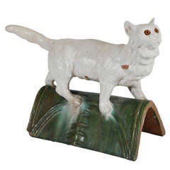 XIXe siècle French Ceramic Cat Roof Tile