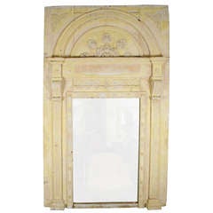 19th c. Yellow Painted Wood and Plaster Trumeau Mirror 5