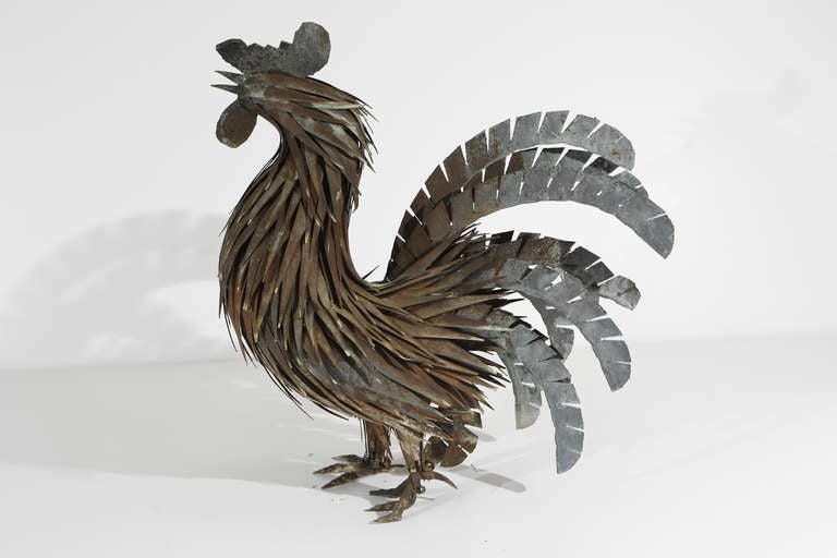 Coq sculptural métallique Bon état - En vente à Los Angeles, CA