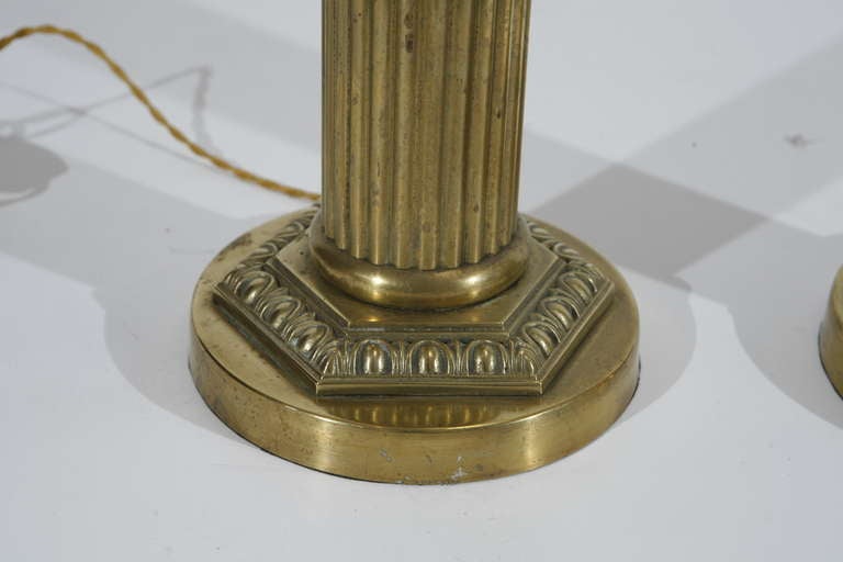 American Pair of America Brass Table Lamps