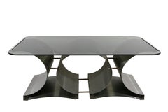 Midcentury Francois Monnet Metal and Glass Coffee Table