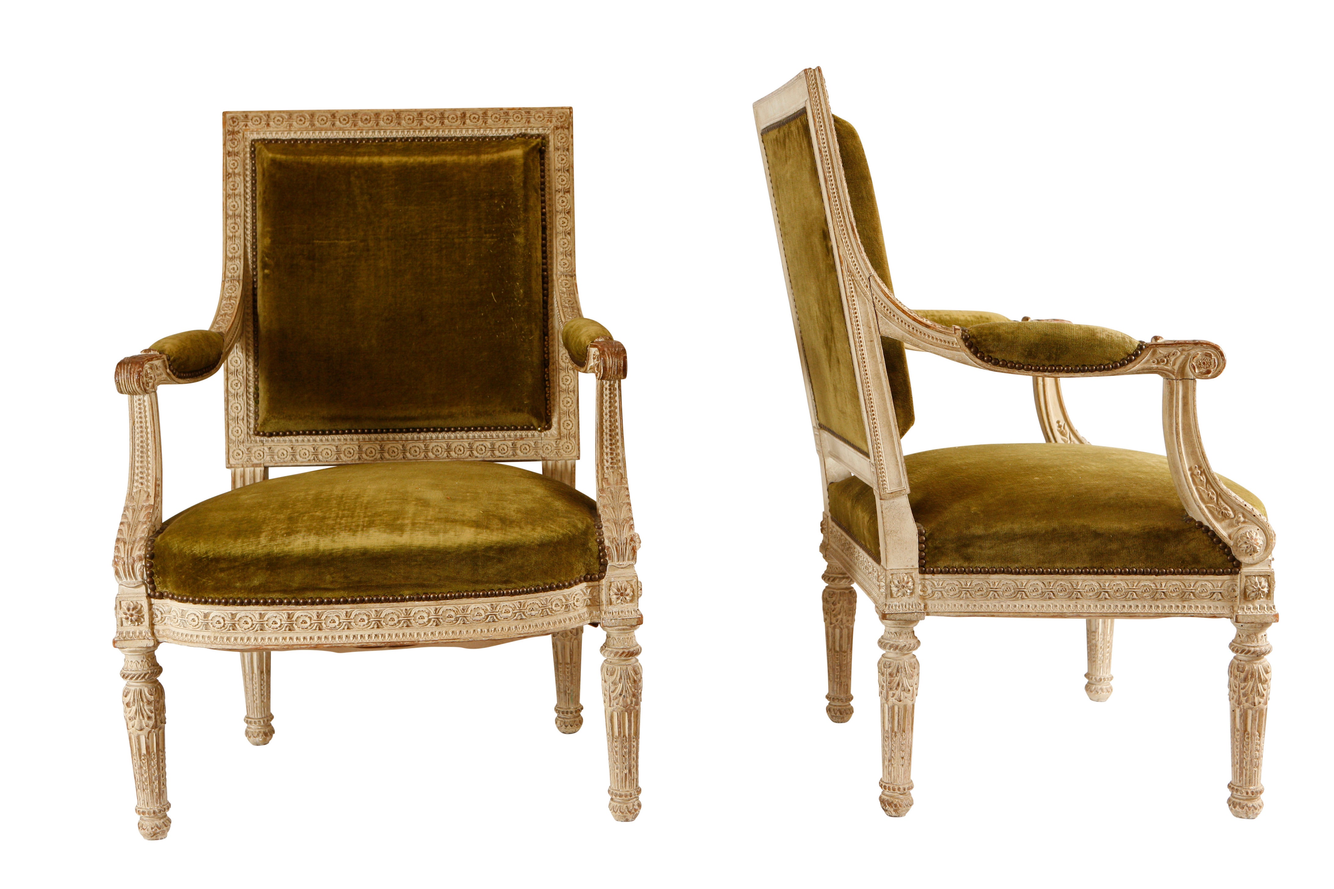 Louis XV Style Fauteuils Modeled after Marie Antoinette Furniture