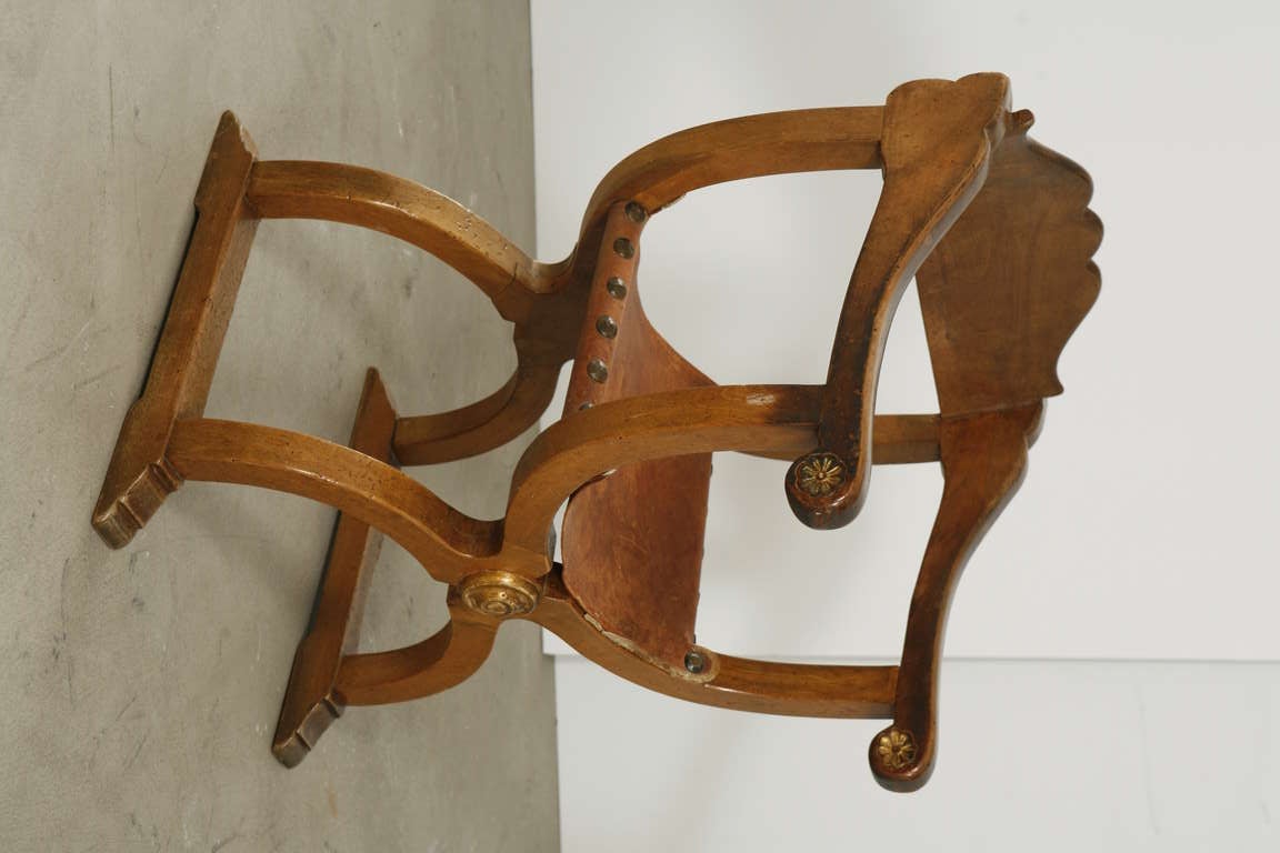 Renaissance Set of 8 Walnut Florentine Dining Chairs, 19th Century Italian For Sale