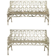 Pair of Neo-Gothic English Garden Benches