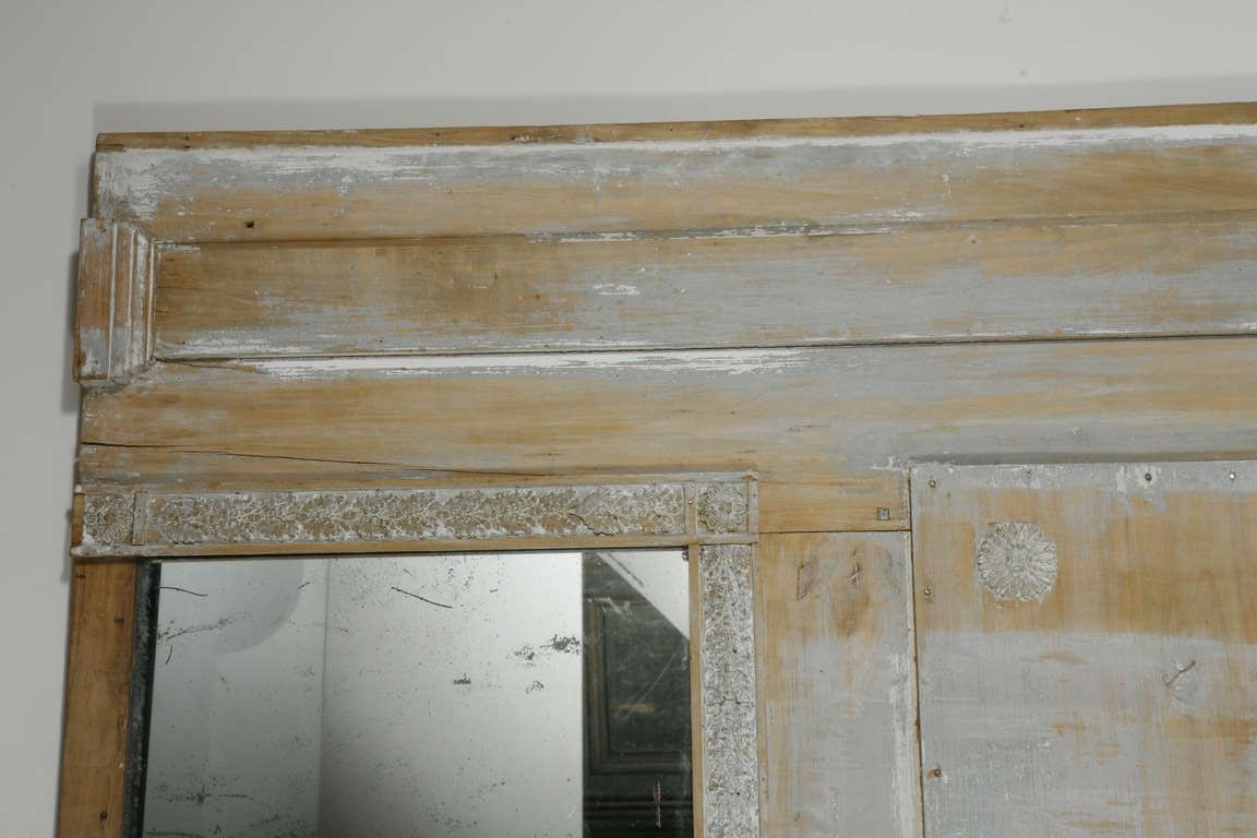 19th Century 19th c. French Wood Trumeau Mirror For Sale