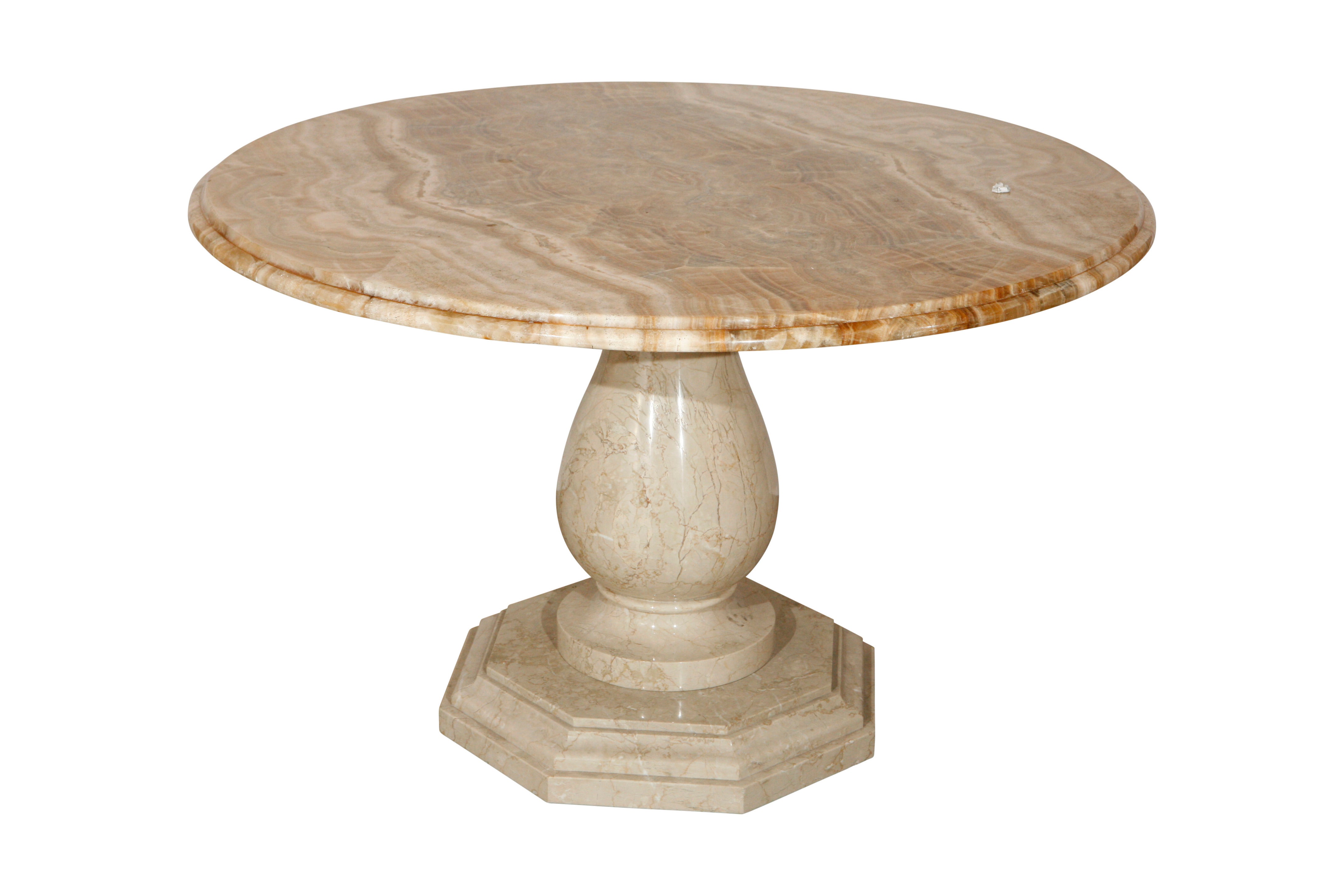 19th Century Round Gueridon Table with a Marble Base and Onyx Top