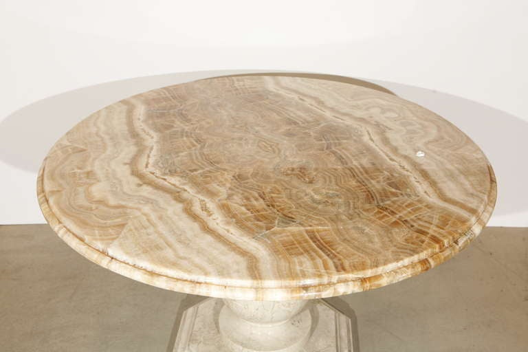 Round Gueridon Table with a Marble Base and Onyx Top 1