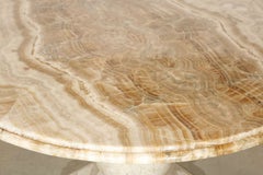 Round Gueridon Table with a Marble Base and Onyx Top