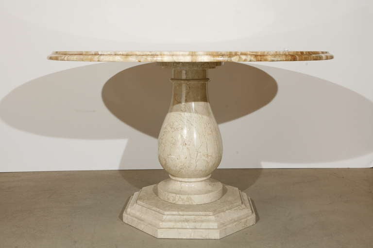 Round Gueridon Table with a Marble Base and Onyx Top In Good Condition In Los Angeles, CA