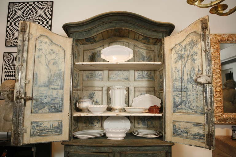 Wood French Painted Buffet a deux corps
