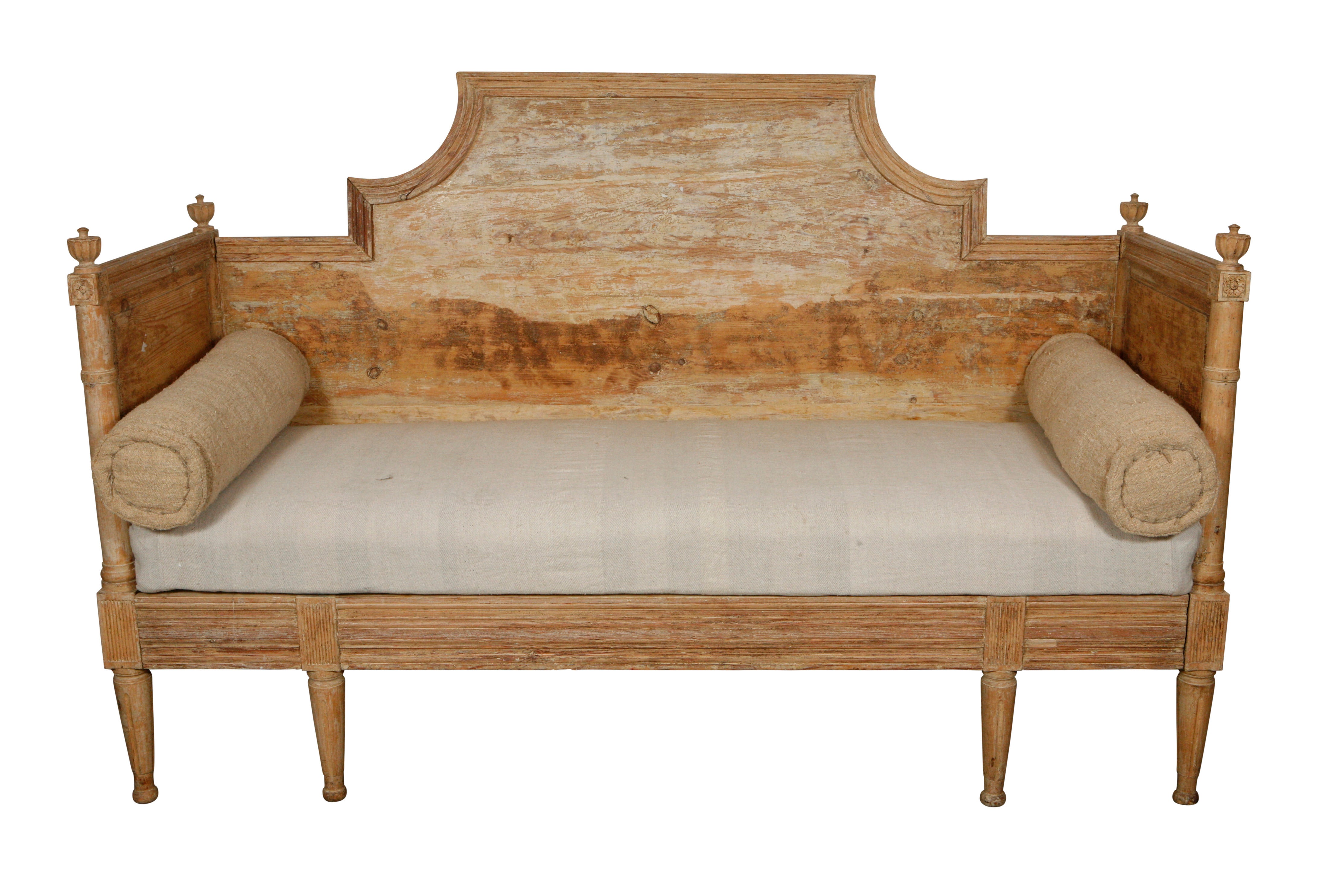 Gustavian Daybed Bench with Distressed Original Wood
