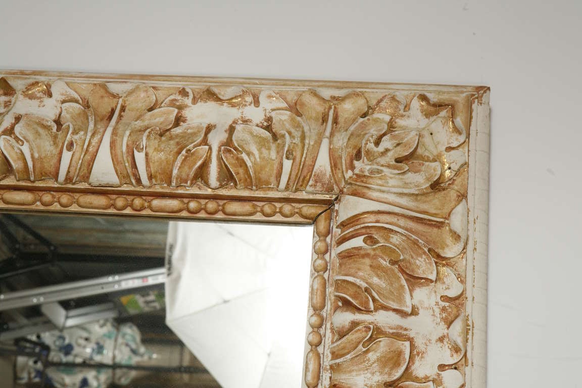 French Napoleon III Gesso and Wood Mirror For Sale