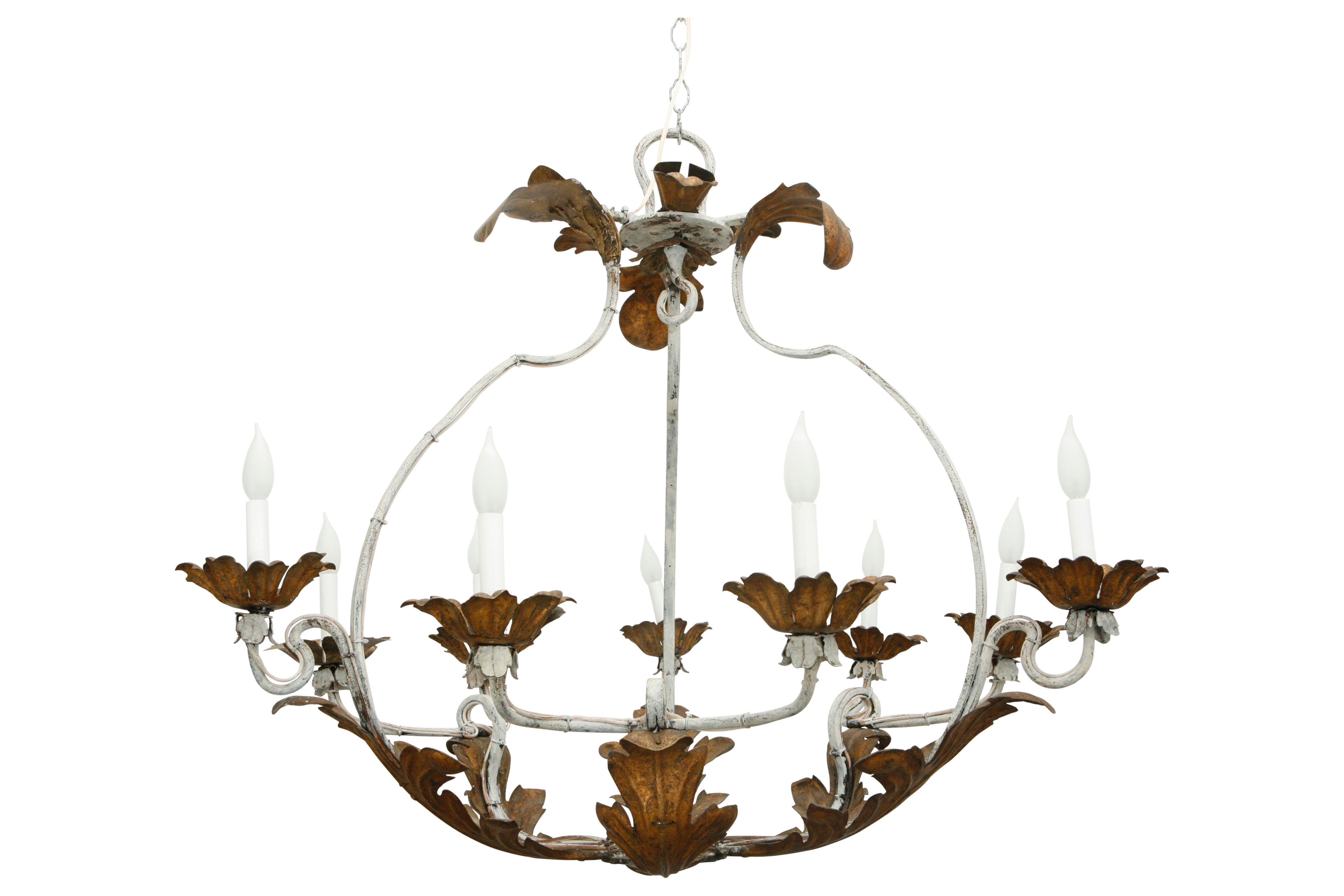 Wrought Iron Gilt Tole Chandelier