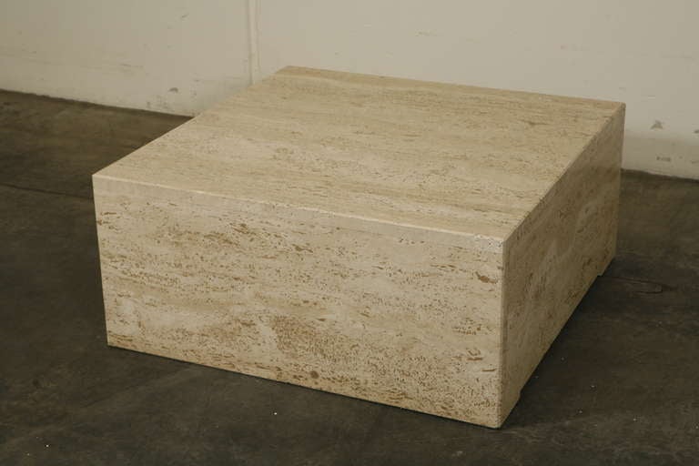 Mid-Century French Square Travertine Coffee Table