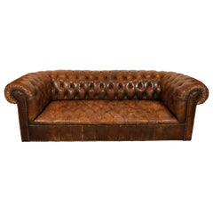 19th C. French Leather Club Sofa