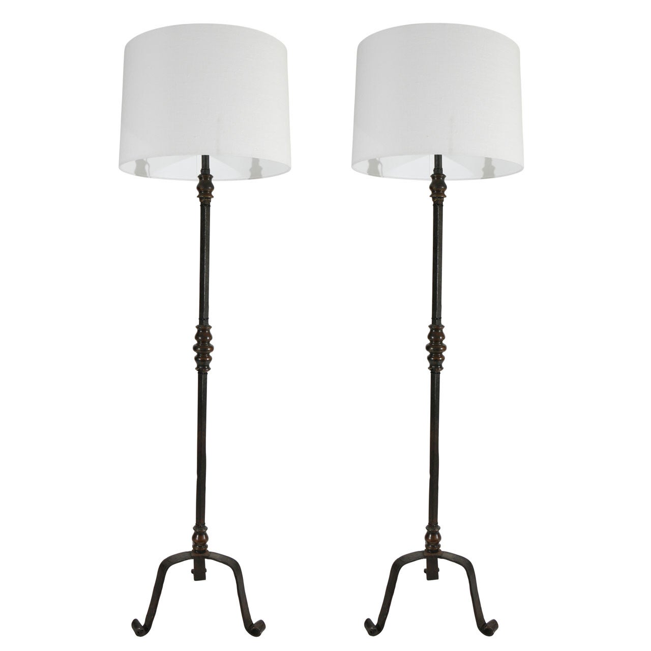 Pair of Italian Cast Iron Floor Lamps, 19th Century