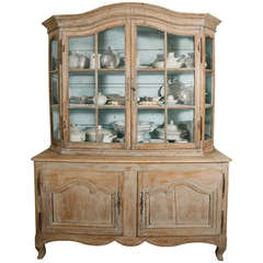 Wooden Buffet a Deux Corps with Glass Display Hutch