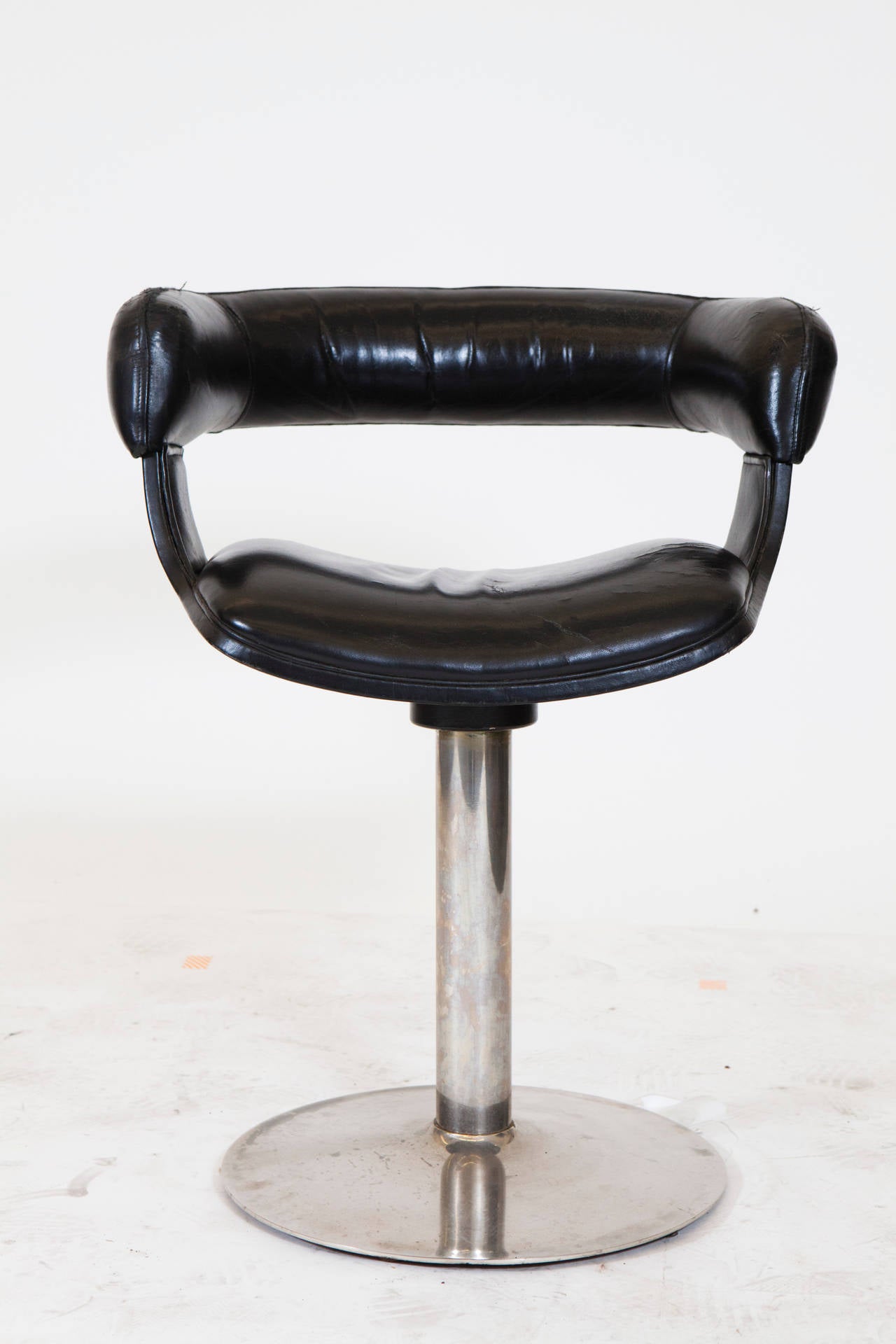 20th Century Leather Swivel Bar Stools