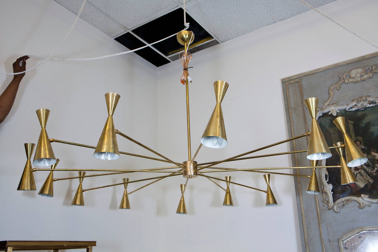 Mid-Century Modern Large Brass Ceiling Light