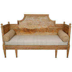 Gustavian Daybed Bench with Distressed Original Wood