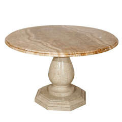 Round Gueridon Table with a Marble Base and Onyx Top 2