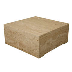 Mid-Century French Square Travertine Coffee Table