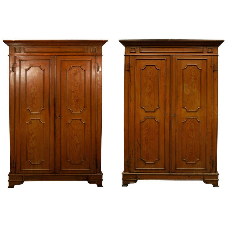 Pair of Painted Wood Grain Metal Armoires For Sale at 1stdibs