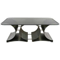 Midcentury Francois Monnet Metal and Glass Coffee Table 11